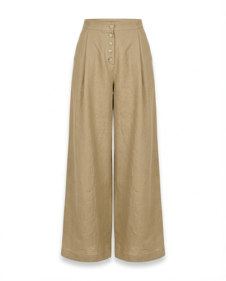 Spodnie Palazzo Palazzo Spodnie | Luźny Krój | Detale Zapinane na Guziki | Na Lato