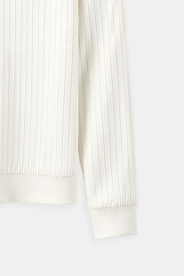 Sweter Dzianinowy Prążkowany | Klasyczny Krój | Elegancja w Codziennej Formie