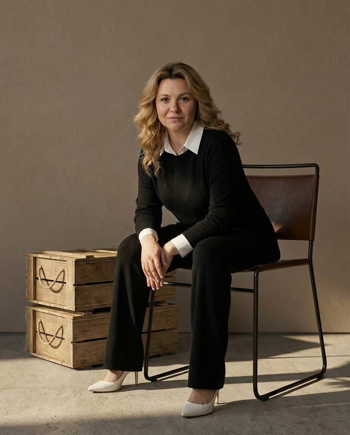 Komplet z Tunika Koszulową | Elegancki Minimalizm | Długie Spodnie i Długi Rękaw - 5