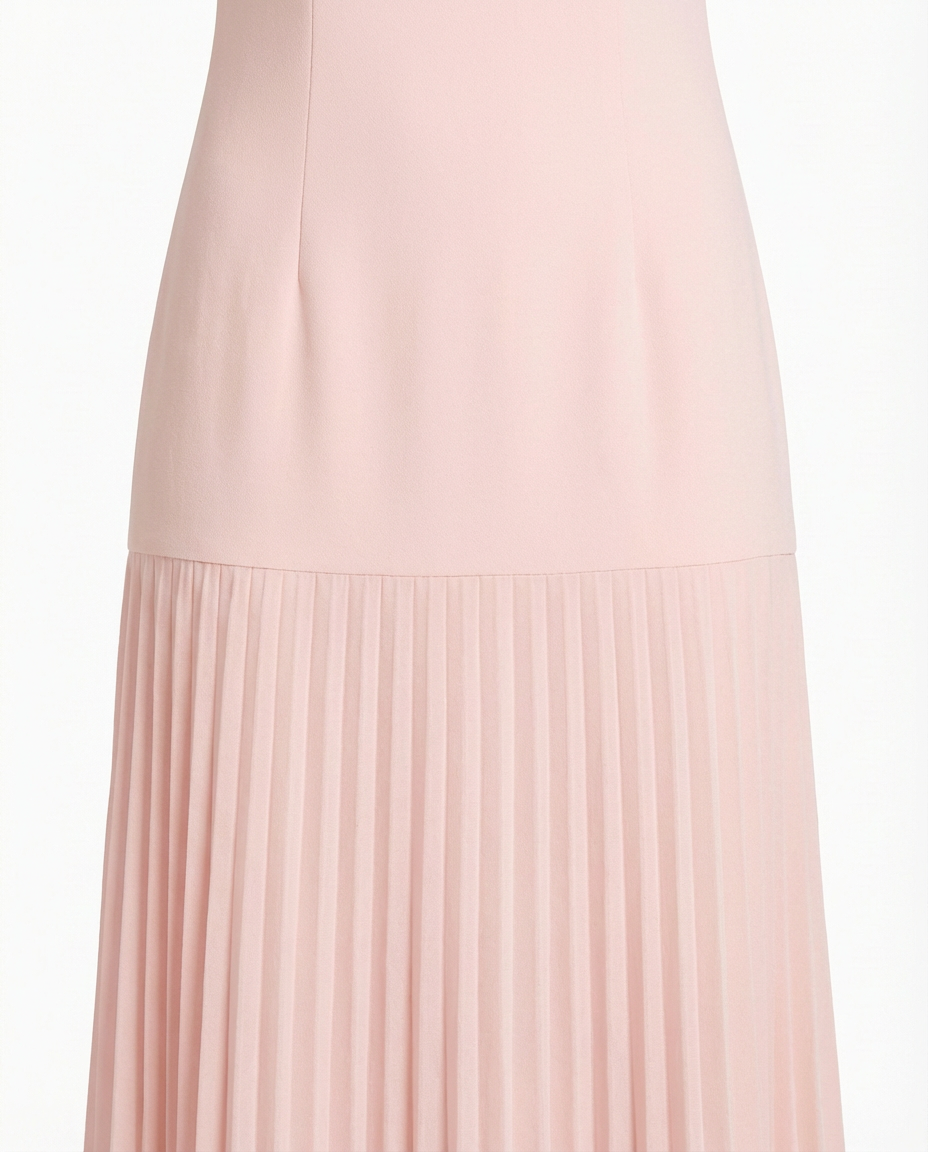 Sukienka Maxi Damska Plisowana | Dopasowany Krój | Bez Rękawów | Na Wieczorne Okazje