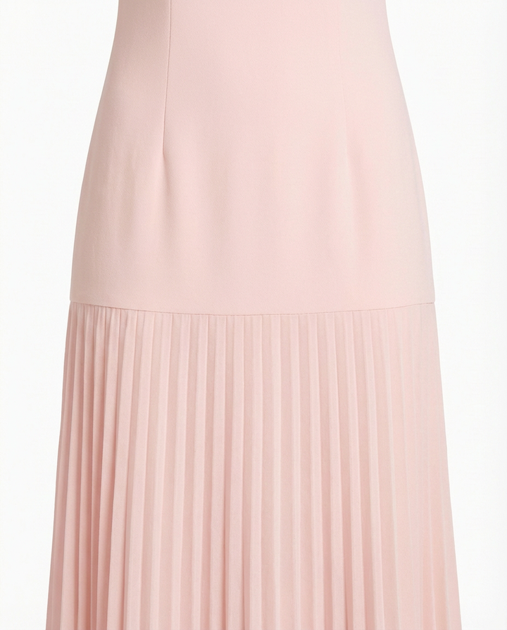 Sukienka Maxi Damska Plisowana | Dopasowany Krój | Bez Rękawów | Na Wieczorne Okazje