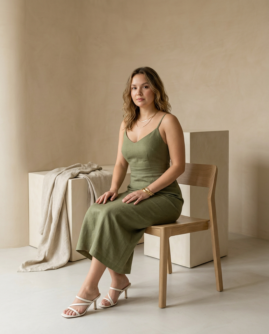 Sukienka Damska Letnia Elegancka | Krój w Kształcie Litery A | Wycięcie na Plecach | Na Co Dzień