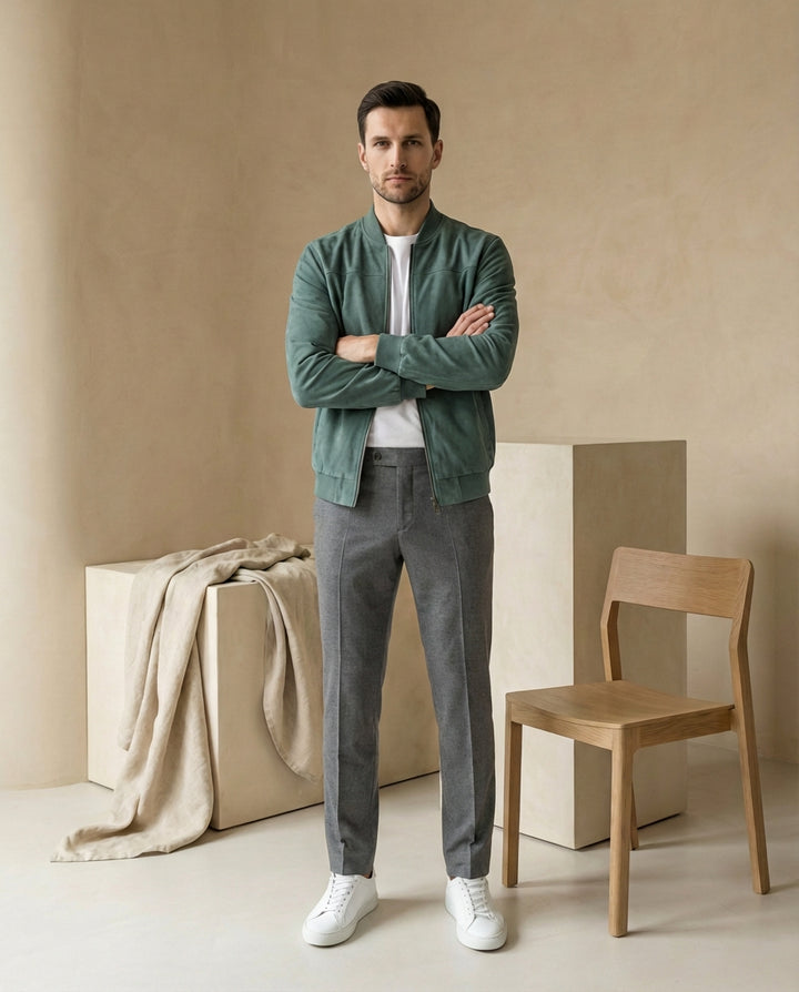 Kurtka Męska Zamszowa | Klasyczny Krój | Wygodny Materiał | Na Co Dzień