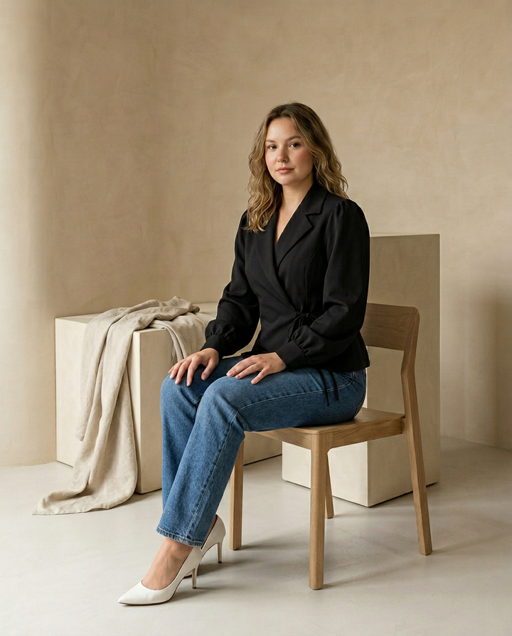 Marynarka Damska Marynarki Damskie | Dopasowany Krój | Wiązany Pasek | Do Pracy i Na Co Dzień