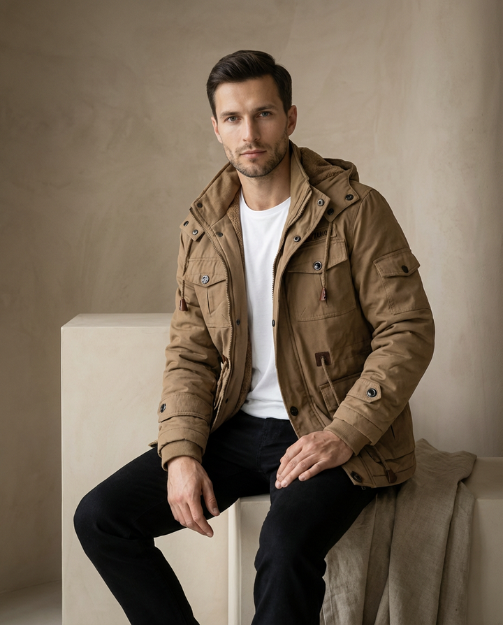 Męska Kurtka Wojskowa z Podszewką | Kieszenie Wielofunkcyjne | Styl Użytkowy - 3