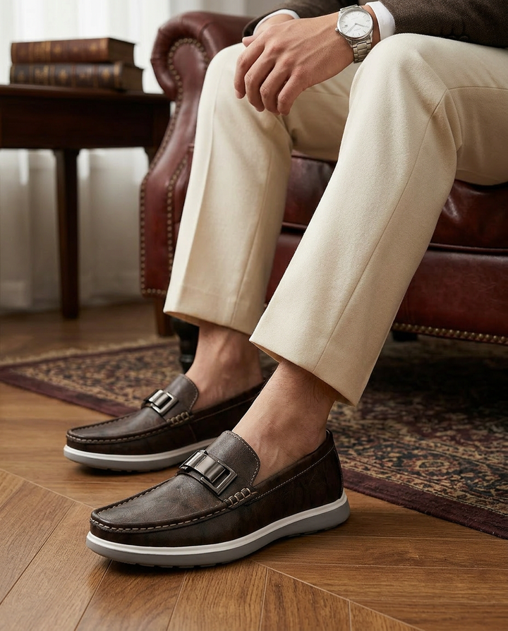 Mokasyny męskie skórzane | Klasyczny krój | Wygodne wsuwane | Na co dzień