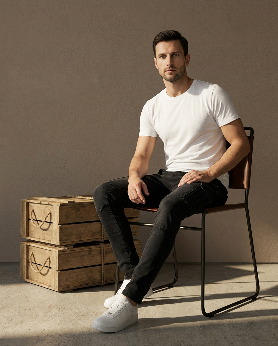 Męskie Spodnie Cargo Slim Fit | Elastyczny Materiał | Kieszenie z Klapami | Styl Miejski - 4