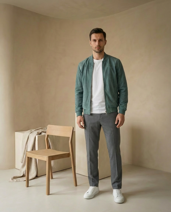 Kurtka Męska Zamszowa | Klasyczny Krój | Wygodny Materiał | Na Co Dzień