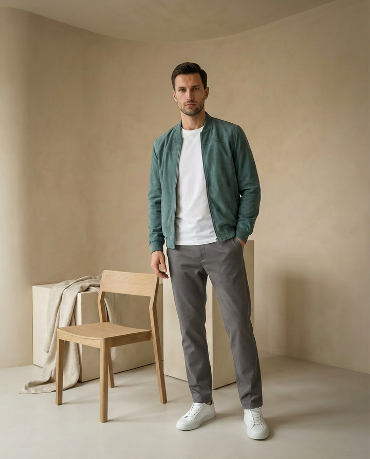 Kurtka Męska Zamszowa | Klasyczny Krój | Wygodny Materiał | Na Co Dzień