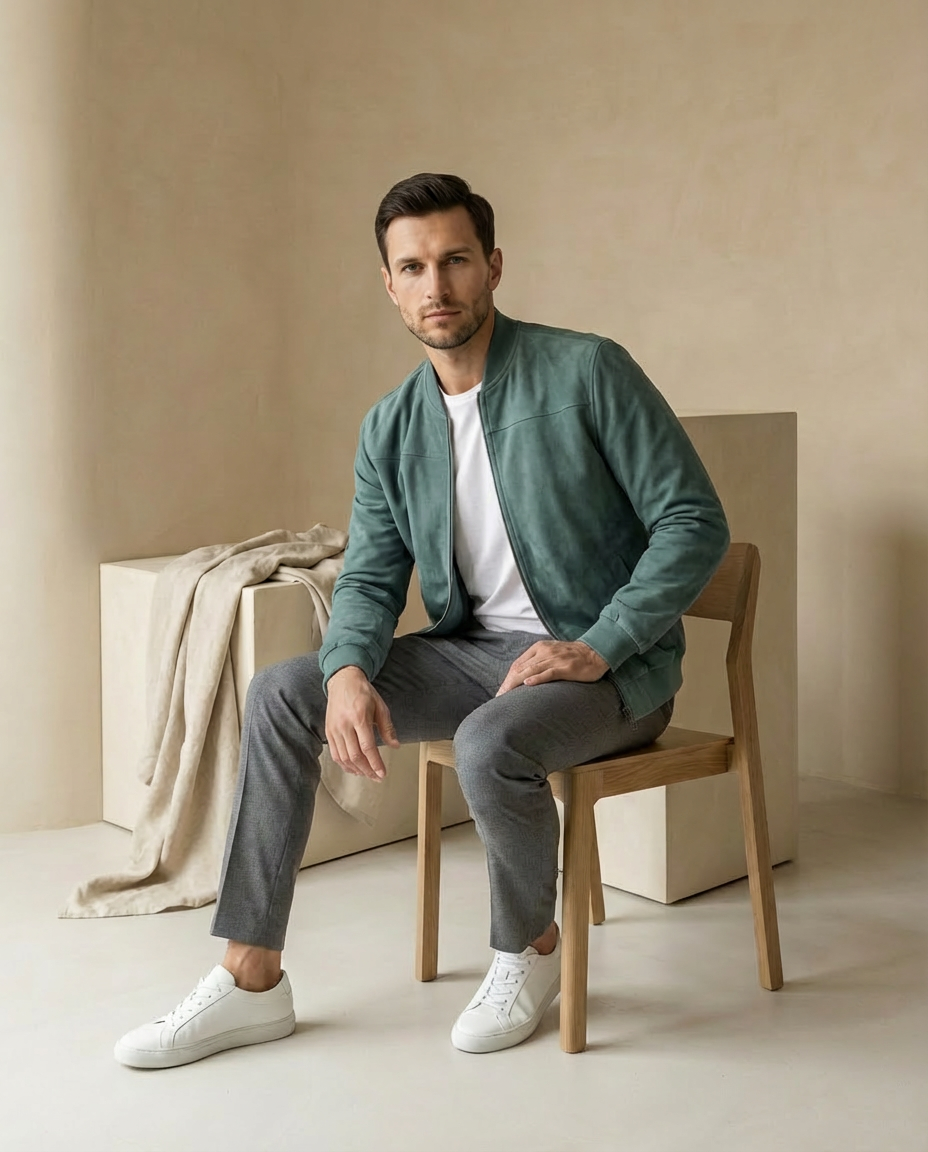 Kurtka Męska Zamszowa | Klasyczny Krój | Wygodny Materiał | Na Co Dzień