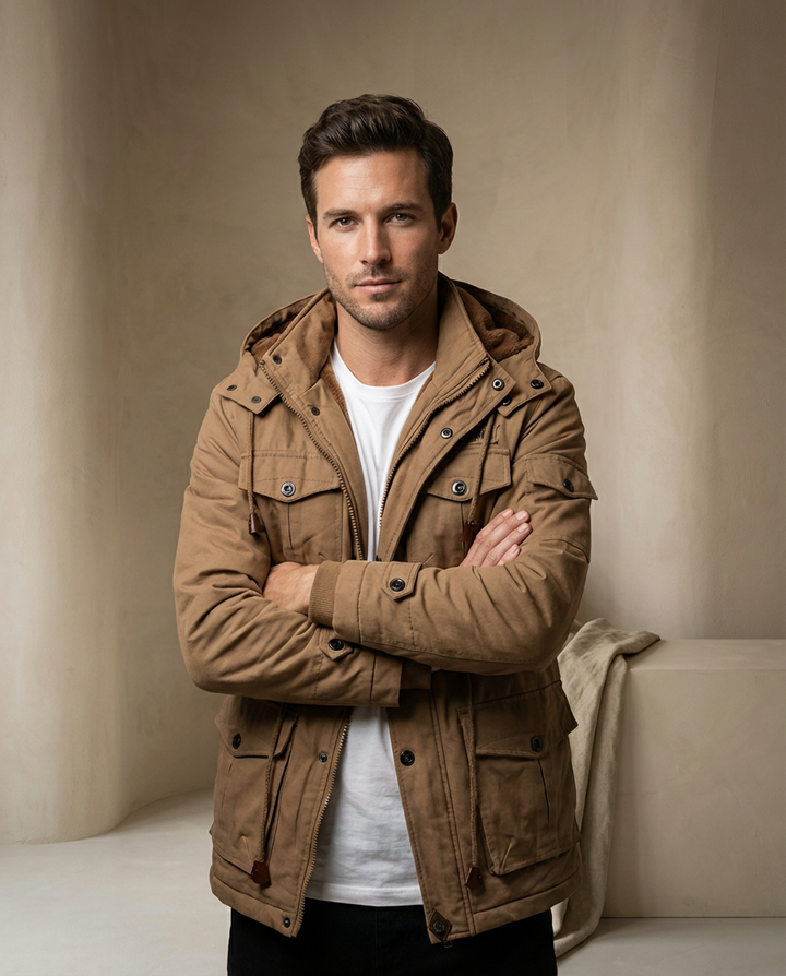 Męska Kurtka Wojskowa z Podszewką | Kieszenie Wielofunkcyjne | Styl Użytkowy - 5