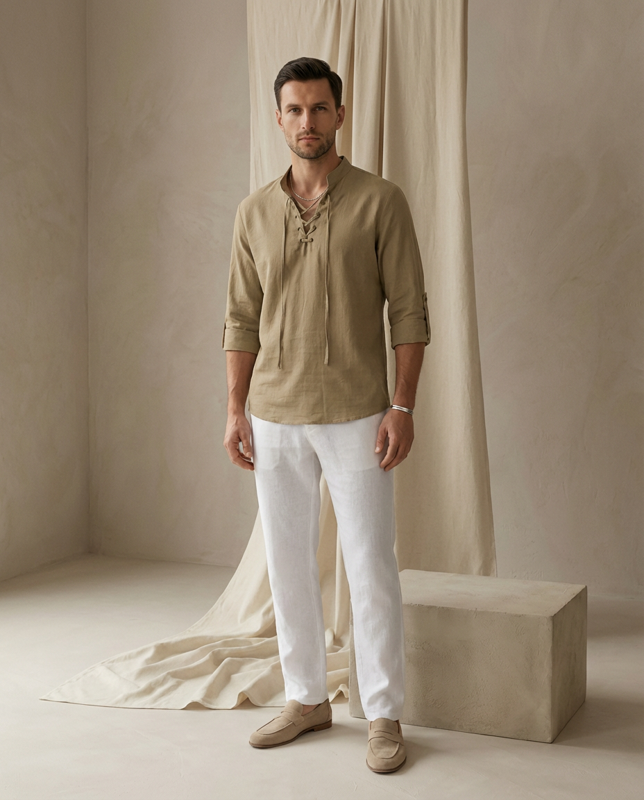 Luźna koszula męska | Elegancki krój | Oddychający materiał | Na chłodne wieczory