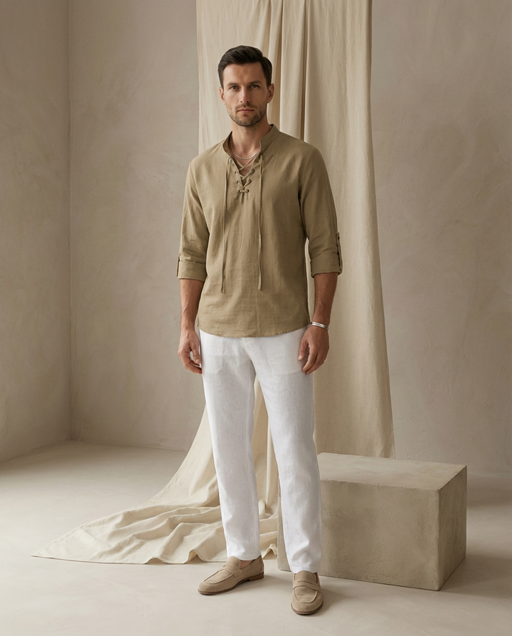 Luźna koszula męska | Elegancki krój | Oddychający materiał | Na chłodne wieczory