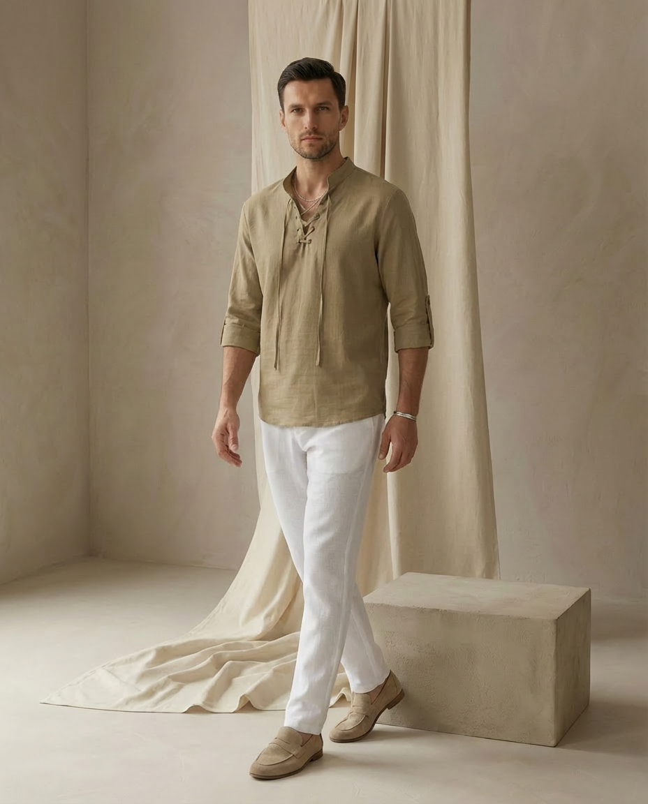 Luźna koszula męska | Elegancki krój | Oddychający materiał | Na chłodne wieczory