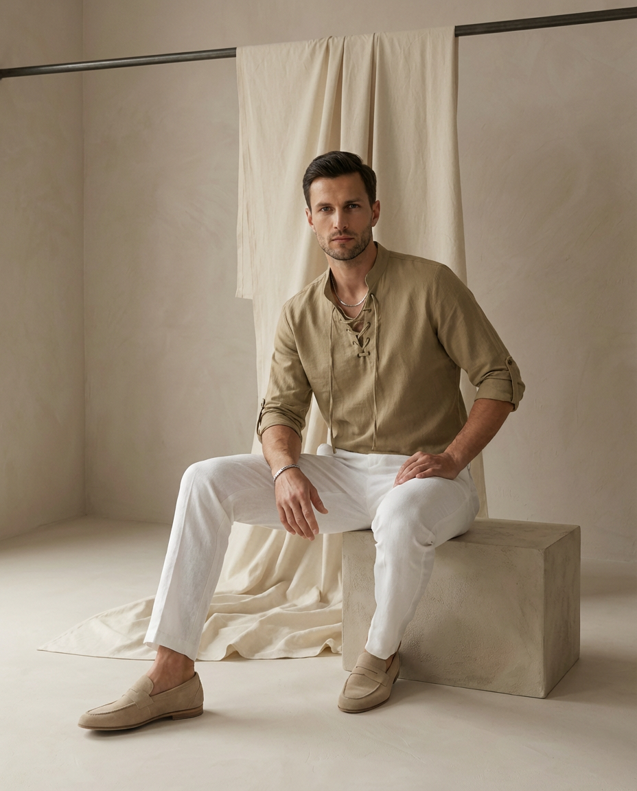 Luźna koszula męska | Elegancki krój | Oddychający materiał | Na chłodne wieczory