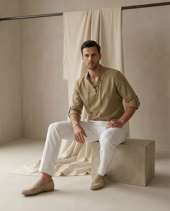 Luźna koszula męska | Elegancki krój | Oddychający materiał | Na chłodne wieczory