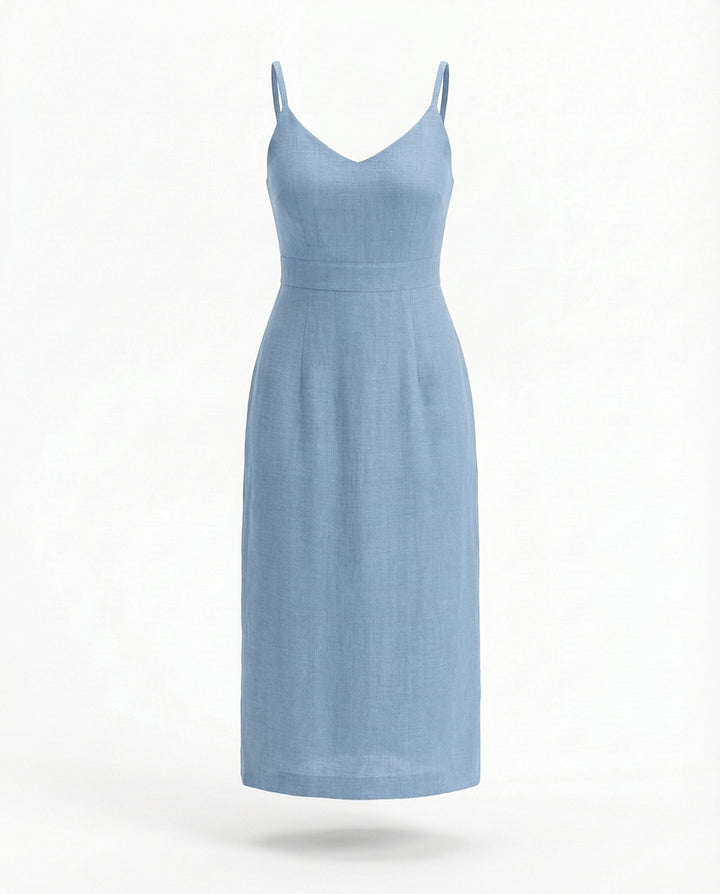 Sukienka Damska Letnia Elegancka | Krój w Kształcie Litery A | Wycięcie na Plecach | Na Co Dzień