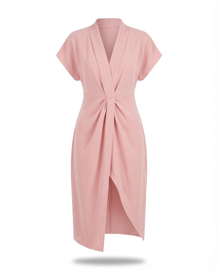 Sukienka Midi Damska Kopertowa | Regulowany Krój | Wygodne Wiązanie | Na Co Dzień i Na Wyjścia