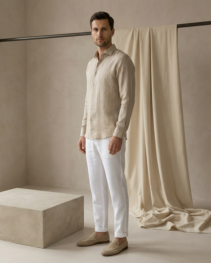 Eleganckie lniane spodnie męskie | Luźny krój | Oddychający materiał | Na wiosnę i lato