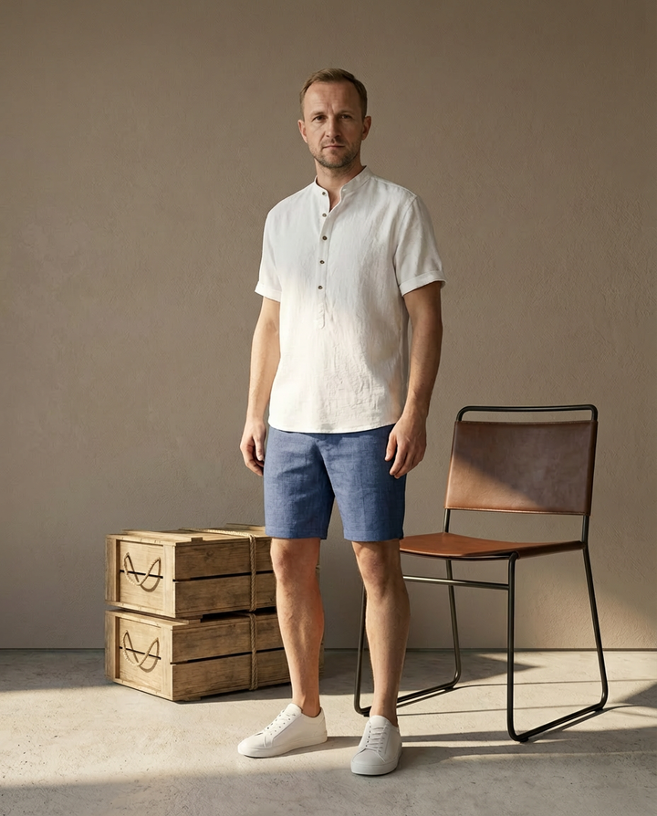 Elegancka męska koszula lniana | Luźny krój | Miękka tkanina | Na co dzień