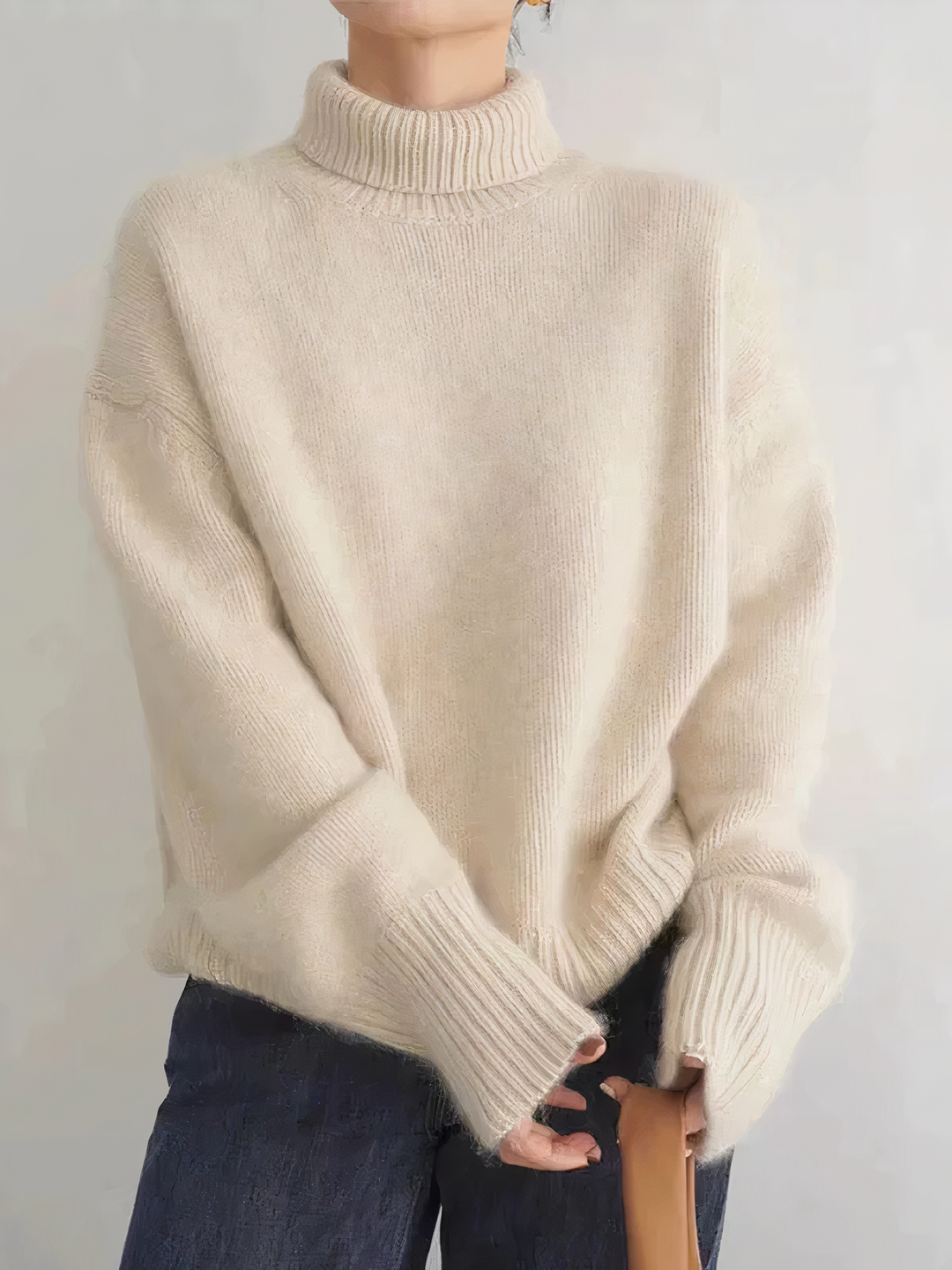 Damski Golf Oversize | Miękki Dzianinowy Sweter | Długi Rękaw | Minimalistyczny Styl