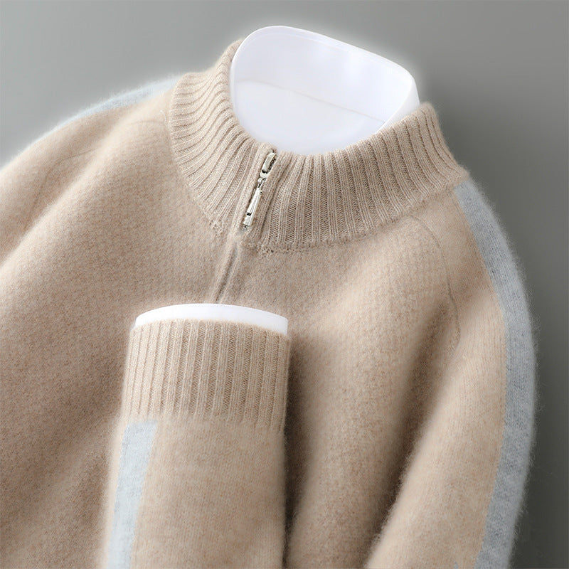 Sweter Męski z Półzamkiem | Strukturalna Dzianina | Wygodny i Stylowy