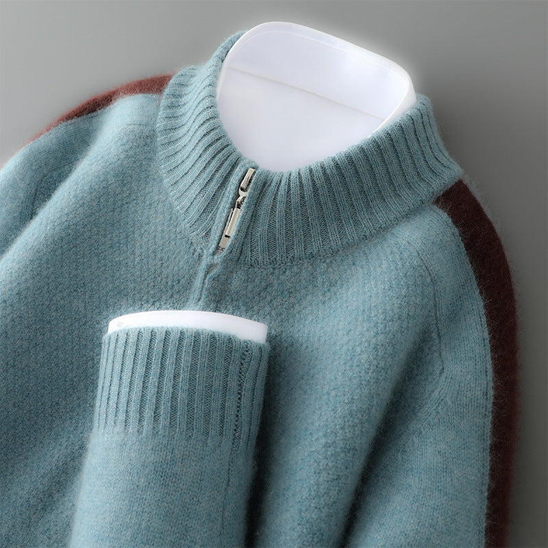 Sweter Męski z Półzamkiem | Strukturalna Dzianina | Wygodny i Stylowy