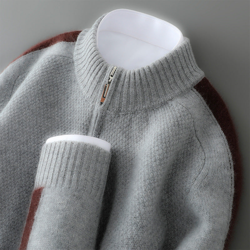 Sweter Męski z Półzamkiem | Strukturalna Dzianina | Wygodny i Stylowy