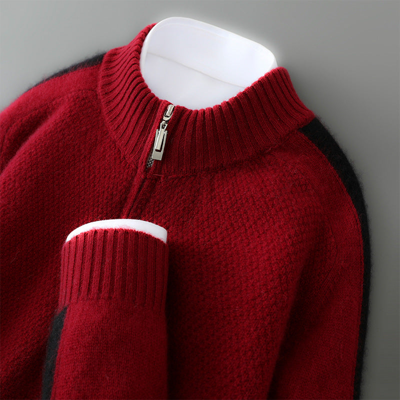Sweter Męski z Półzamkiem | Strukturalna Dzianina | Wygodny i Stylowy