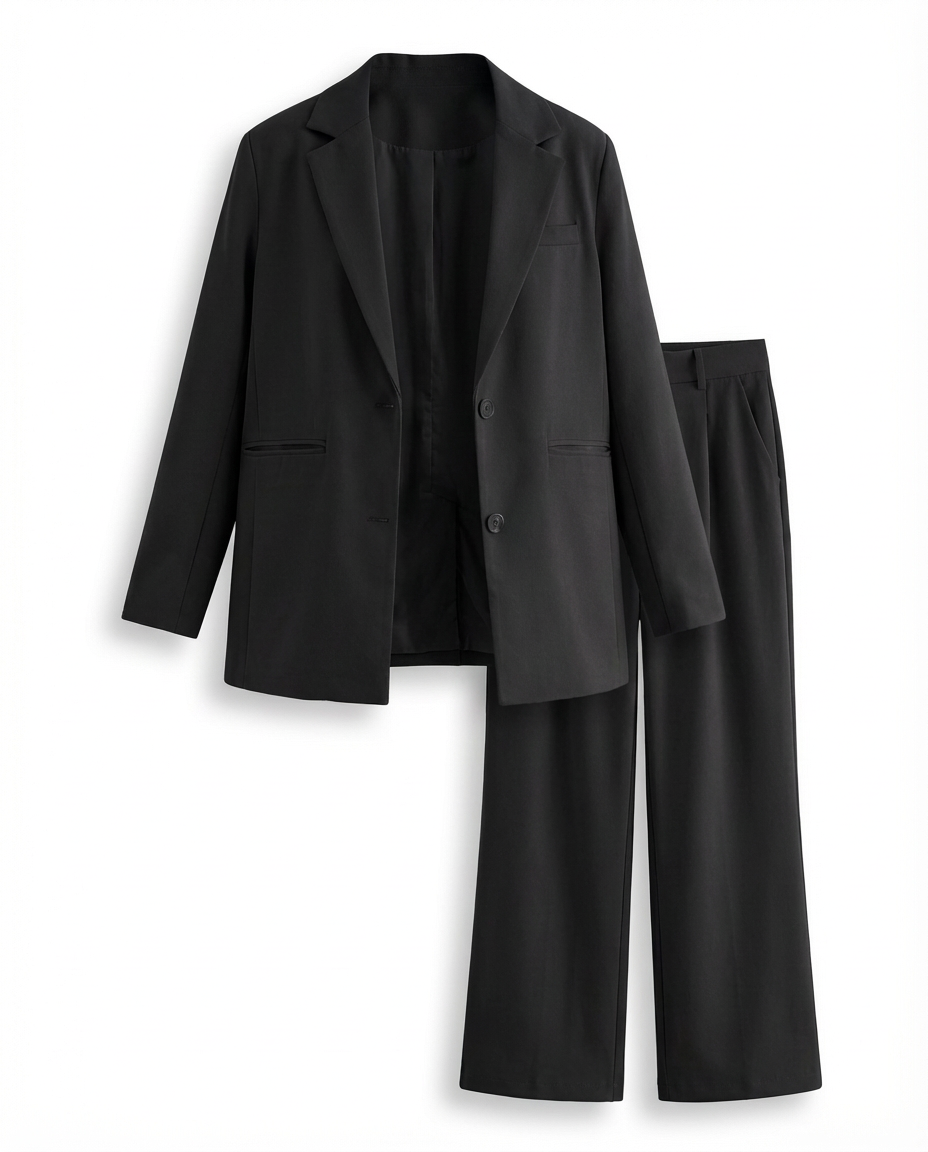 Damski Garnitur Dwuczęściowy | Marynarka Oversize i Spodnie z Szeroką Nogawką | Minimalistyczna Elegancja - 9