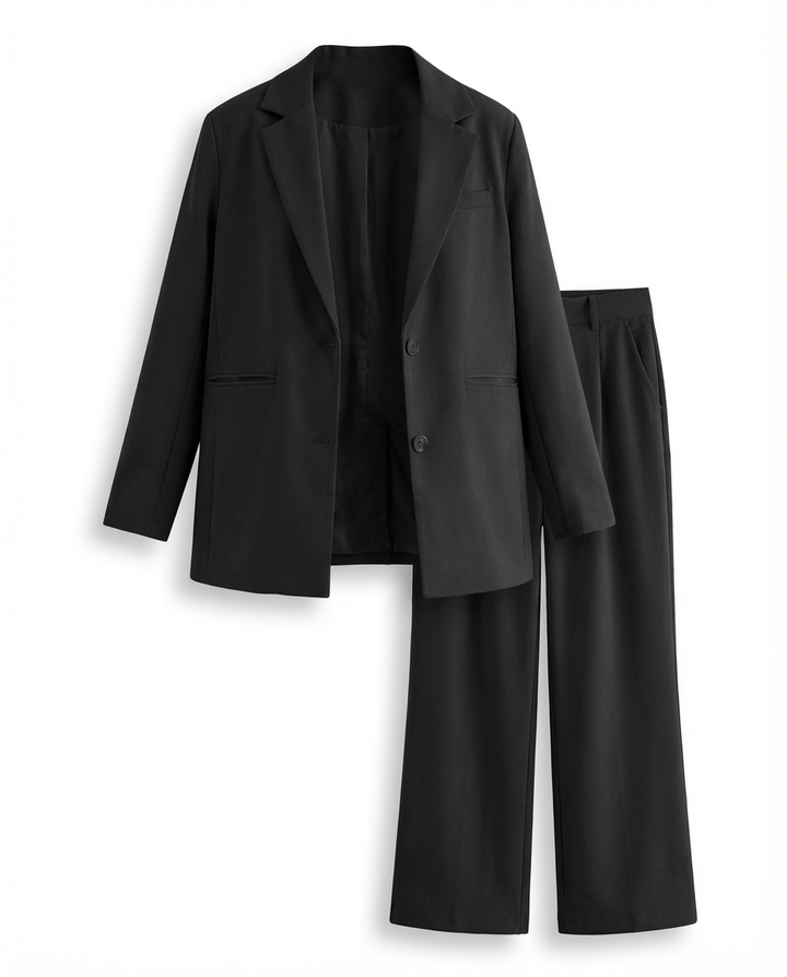 Damski Garnitur Dwuczęściowy | Marynarka Oversize i Spodnie z Szeroką Nogawką | Minimalistyczna Elegancja - 9