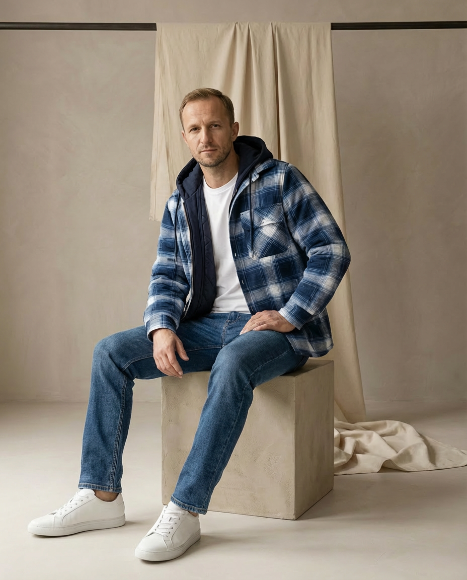Marynarka Męska w Kratę Marynarki Męskie | Dopasowany Krój | Ciepła Podszewka | Na Wiosenne Wyjścia