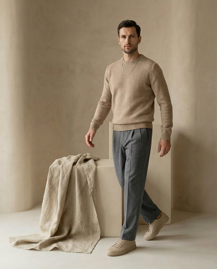 Spodnie plisowane męskie | Luźny krój | Wygodny materiał | Na co dzień