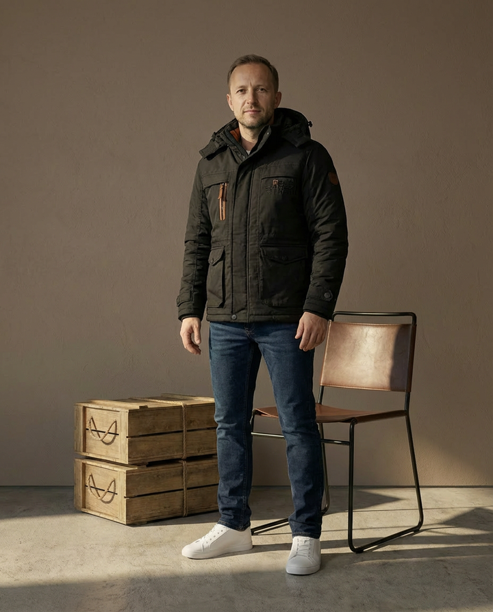 Kurtka Zimowa Męska Kurtka Męska Zimowa | Praktyczny Krój | Odpinany Kaptur | Na Zimowe Aktywności