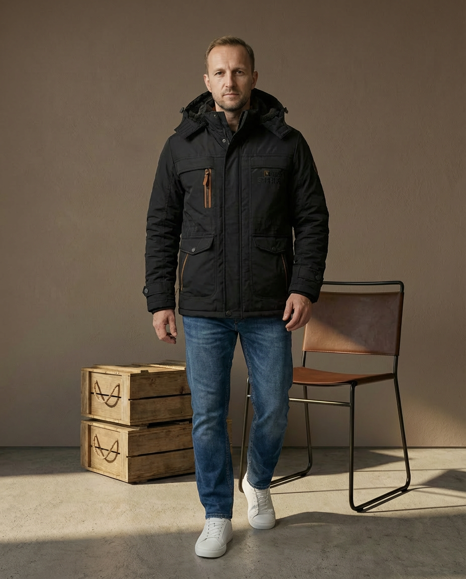 Kurtka Zimowa Męska Kurtka Męska Zimowa | Praktyczny Krój | Odpinany Kaptur | Na Zimowe Aktywności