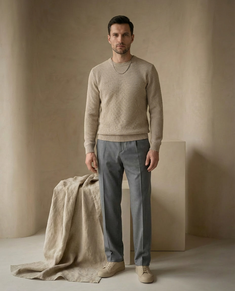 Spodnie plisowane męskie | Luźny krój | Wygodny materiał | Na co dzień