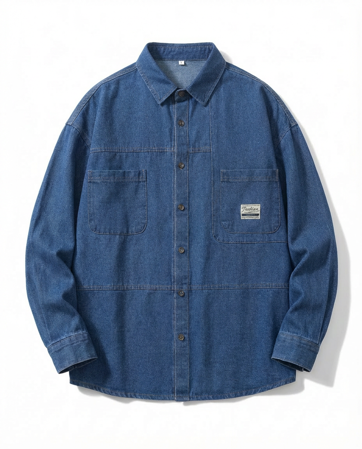 Koszula Męska Jeansowa | Oversize | Wygodny Krój | Na Co Dzień