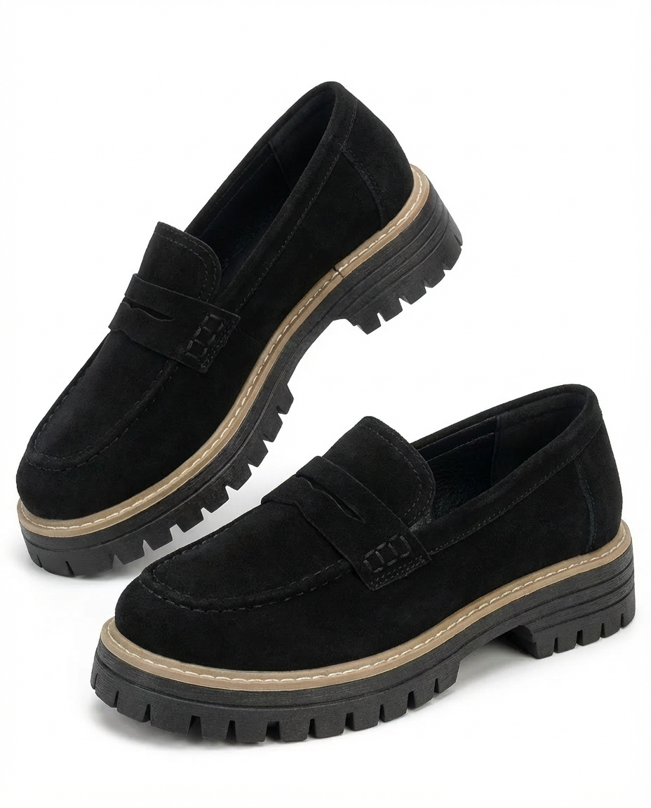 Mokasyny Damskie Mokasyny Na Platformie | Wsuwany Krój | Gruba Podeszwa | Na Co Dzień