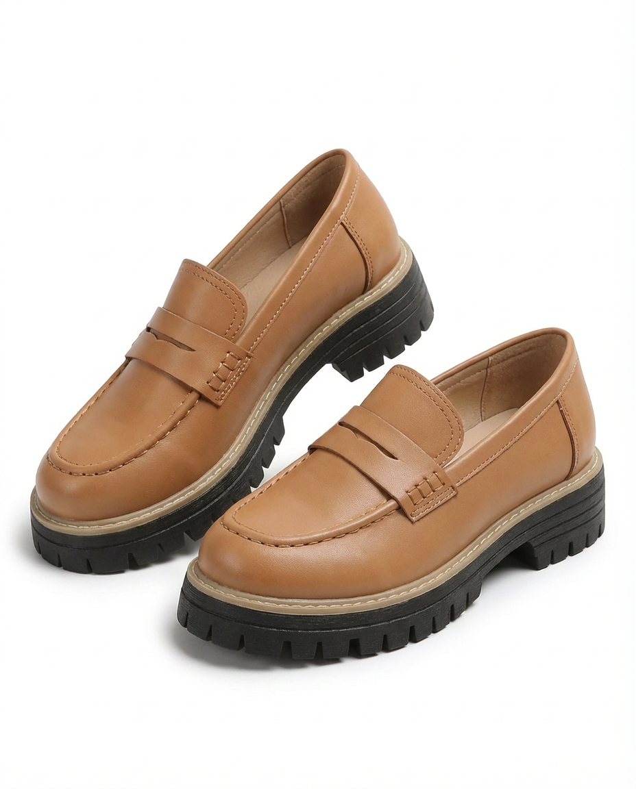 Mokasyny Damskie Mokasyny Na Platformie | Wsuwany Krój | Gruba Podeszwa | Na Co Dzień