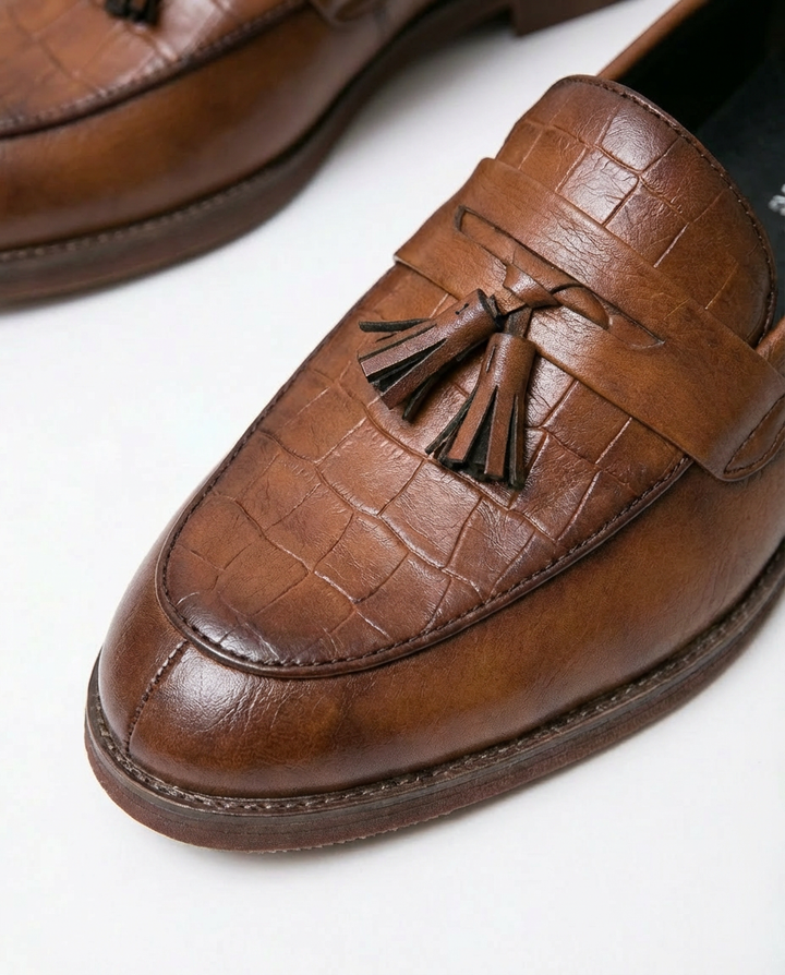 Eleganckie mokasyny męskie skórzane | Wsuwane | Z frędzlami | Na co dzień