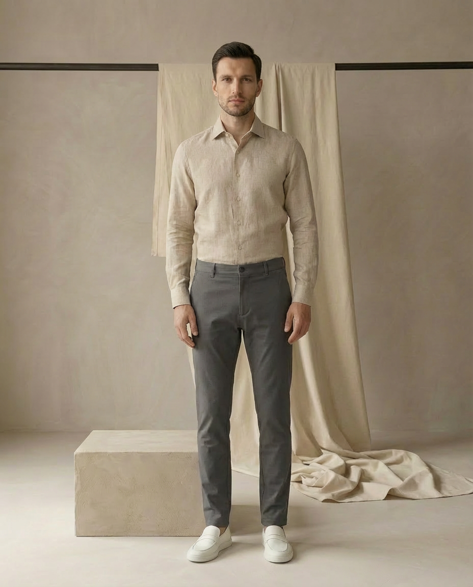 Spodnie Męskie Stretch | Wąski Krój | Komfort na Co Dzień | Do Pracy i Na Spotkania