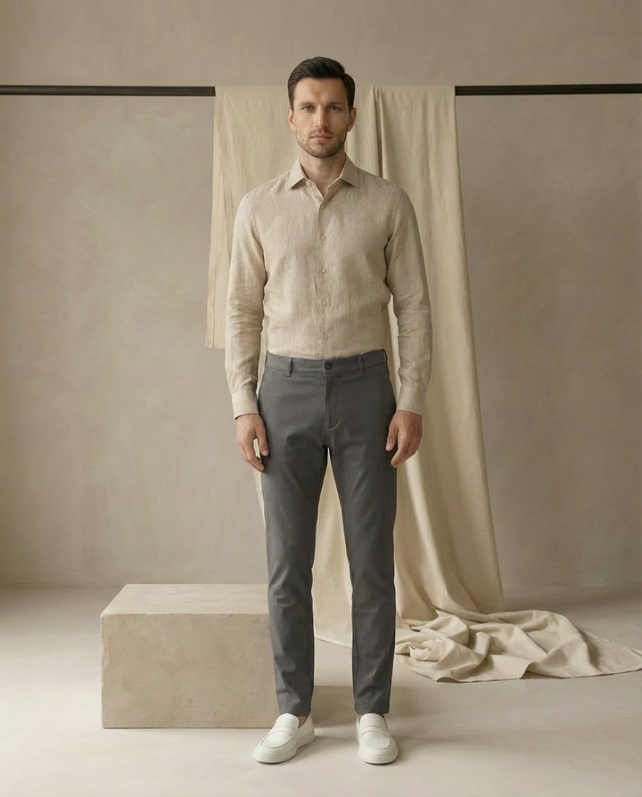 Spodnie Męskie Stretch | Wąski Krój | Komfort na Co Dzień | Do Pracy i Na Spotkania