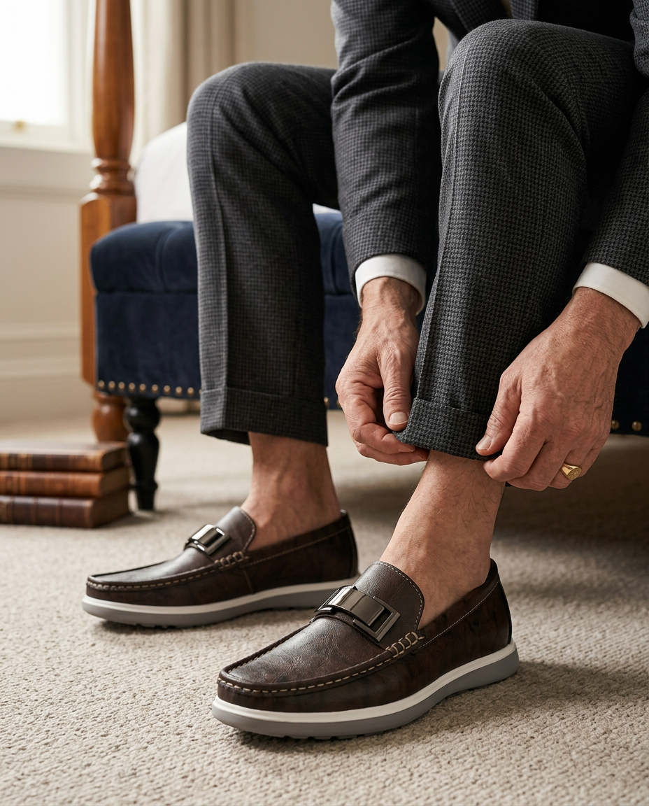 Mokasyny męskie skórzane | Klasyczny krój | Wygodne wsuwane | Na co dzień