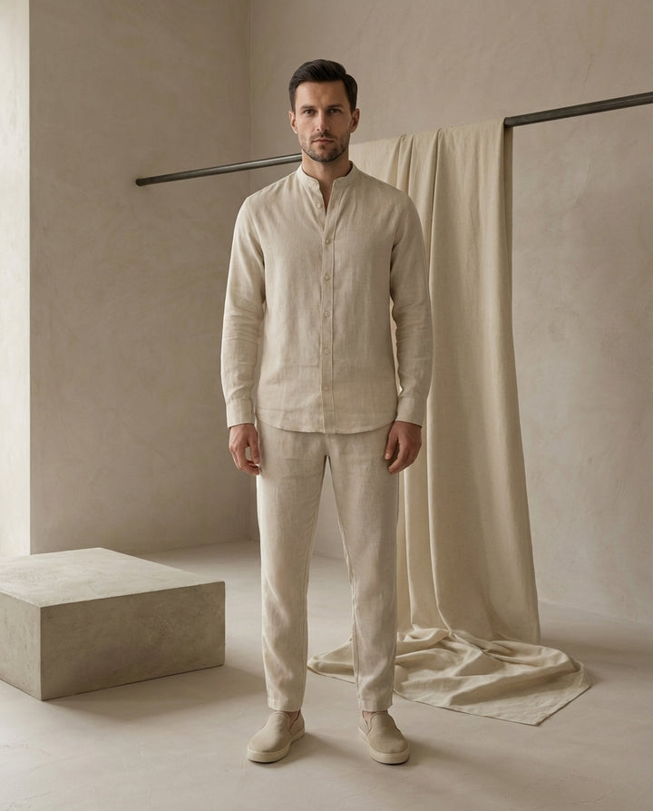 Zestaw Męski Koszula i Spodnie | Luźny Krój | Komfortowy Materiał | Na Lato