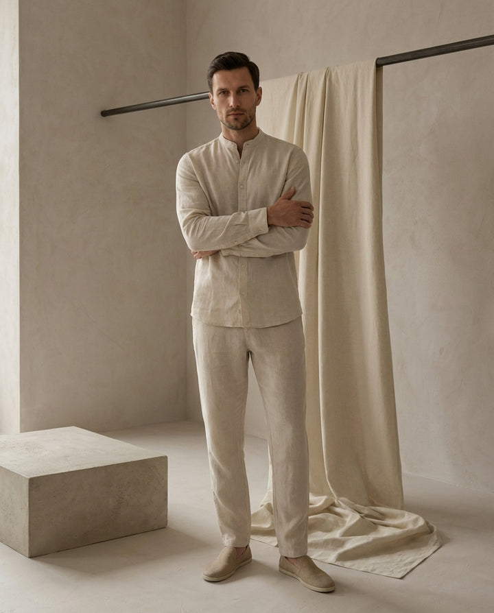 Zestaw Męski Koszula i Spodnie | Luźny Krój | Komfortowy Materiał | Na Lato