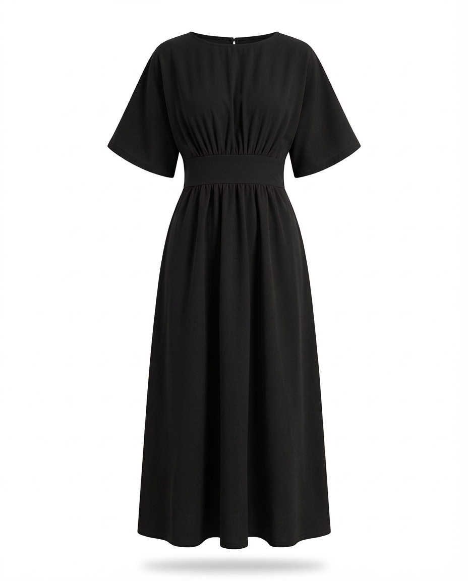 Sukienka Midi Damska Elegancka | Dopasowany Krój | Elastyczna Talie | Na Lato