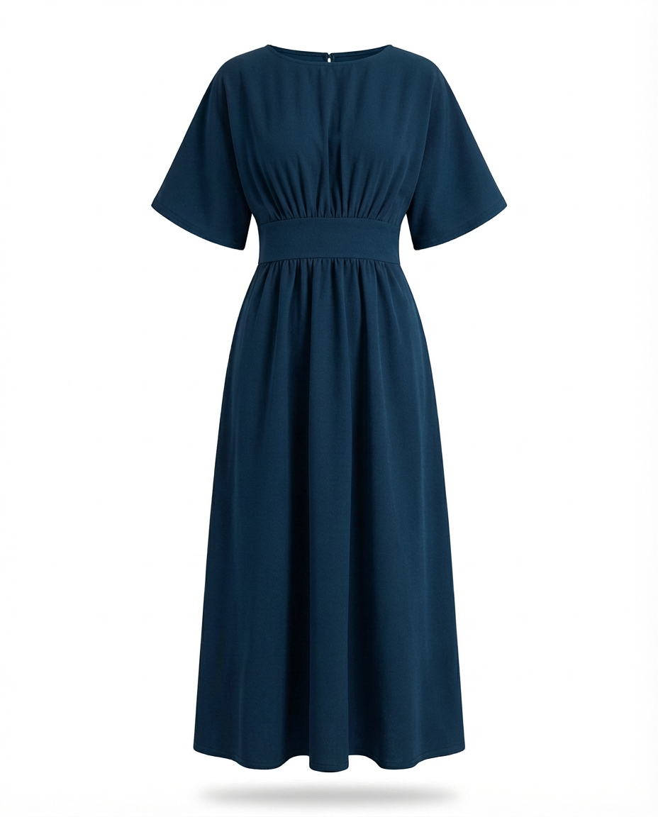 Sukienka Midi Damska Elegancka | Dopasowany Krój | Elastyczna Talie | Na Lato