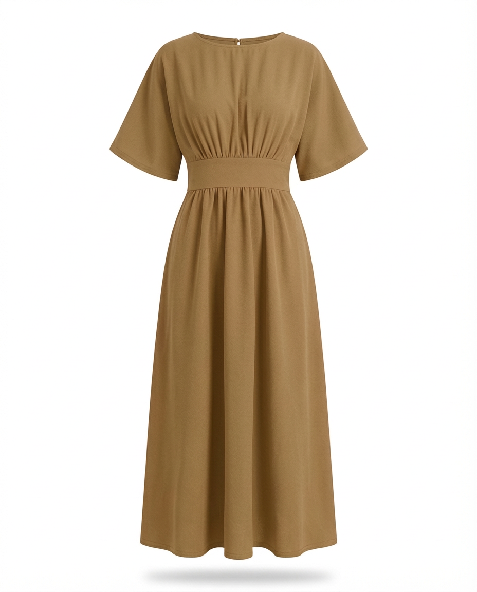 Sukienka Midi Damska Elegancka | Dopasowany Krój | Elastyczna Talie | Na Lato