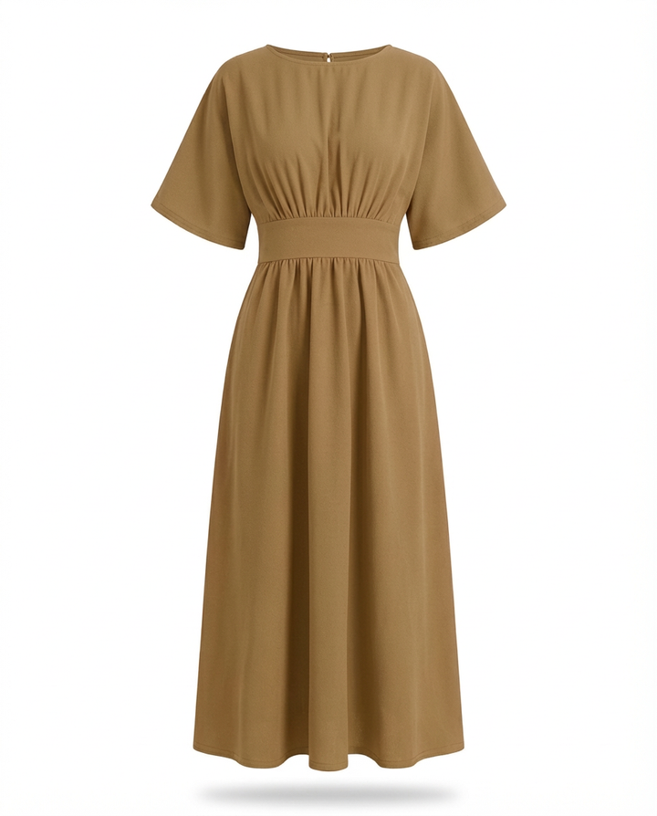 Sukienka Midi Damska Elegancka | Dopasowany Krój | Elastyczna Talie | Na Lato