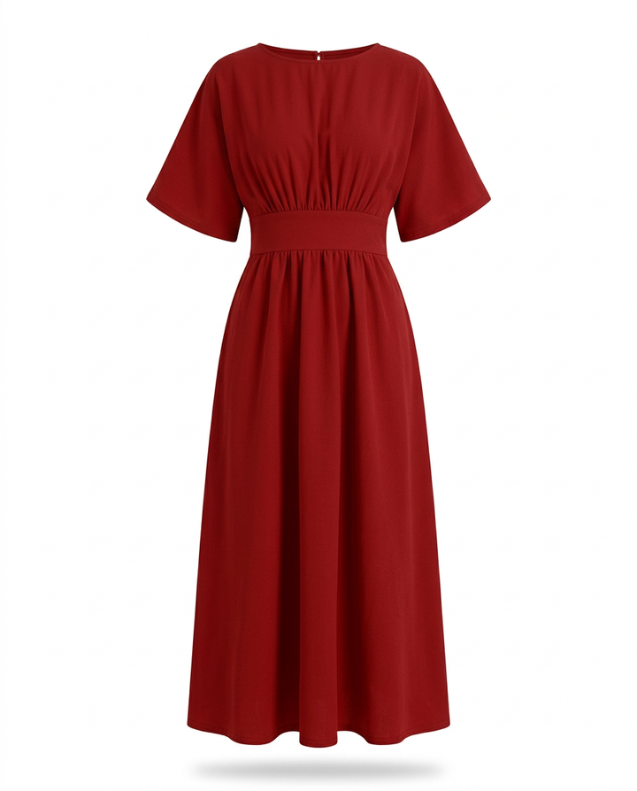 Sukienka Midi Damska Elegancka | Dopasowany Krój | Elastyczna Talie | Na Lato